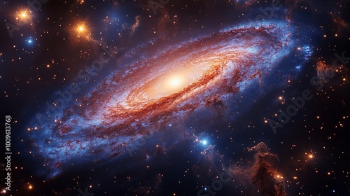 Obraz na płótnie A stunning view of the Andromeda Galaxy showcasing vibrant colors and intricate structures at night w salonie