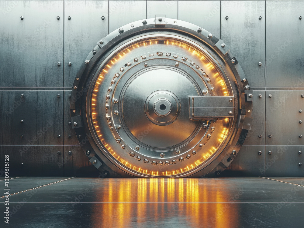 Intricate details of a steel vault door highlighting security features and engineering excellence Intricate details of a steel vault door highlighting security features and engineering excellence