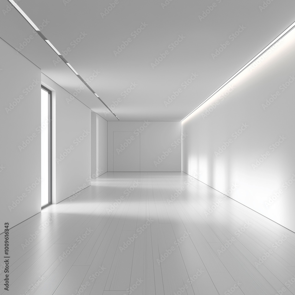 Fototapeta premium Empty white modern room with minimalistic design and natural lighting