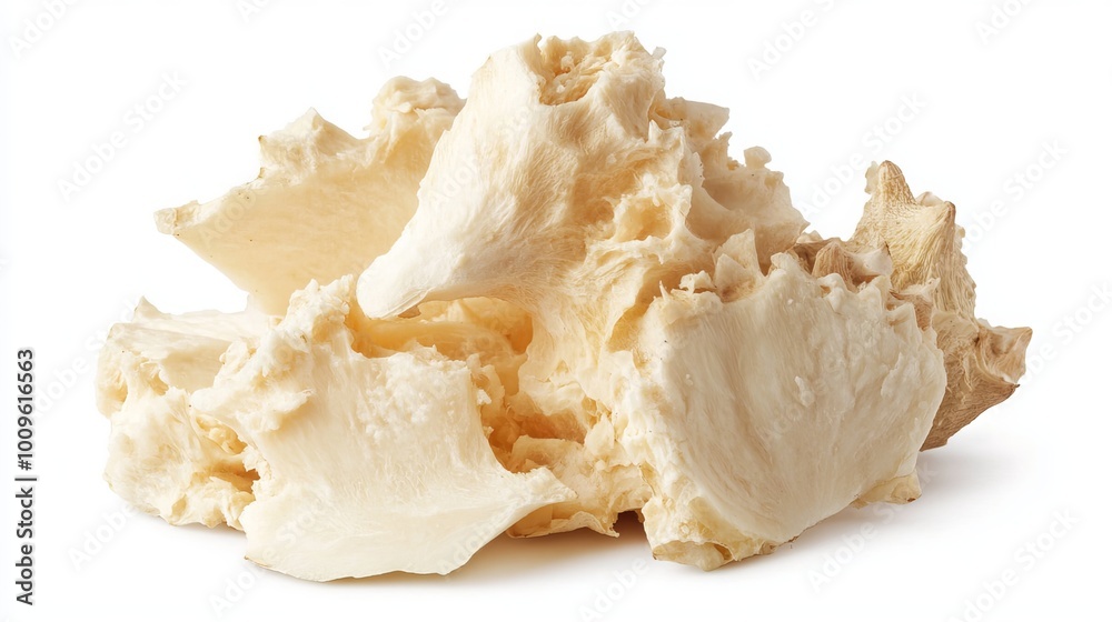 Fluffy Durian pulp isolated on a white backdrop. Path for clipping. Fluffy Durian pulp isolated on a white backdrop. Path for clipping.