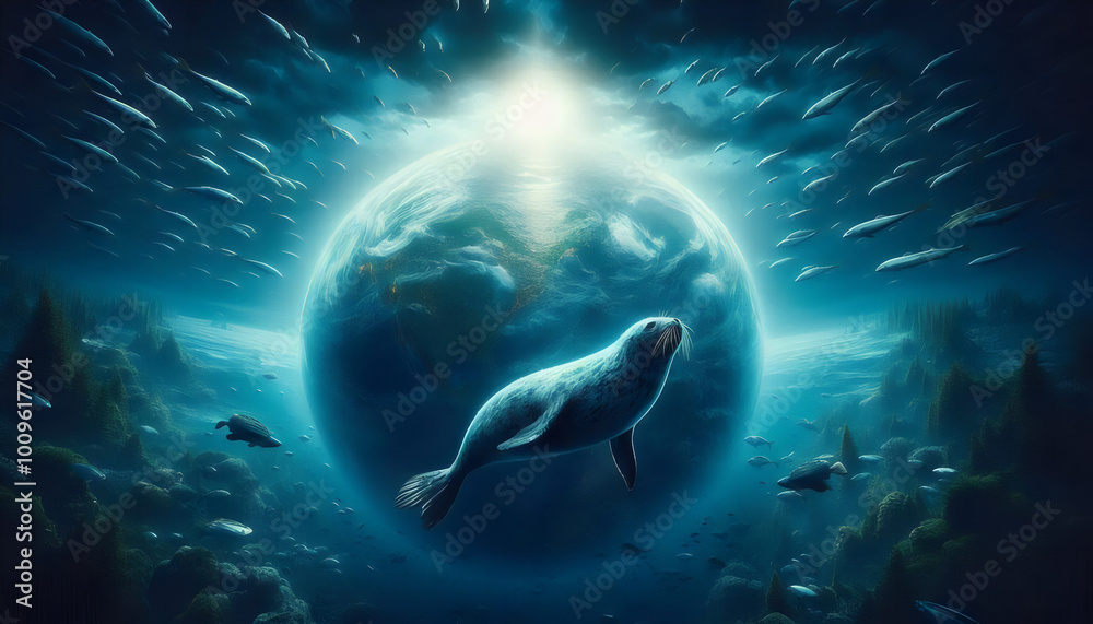 Fototapeta premium Seals grieving the effects of global warming