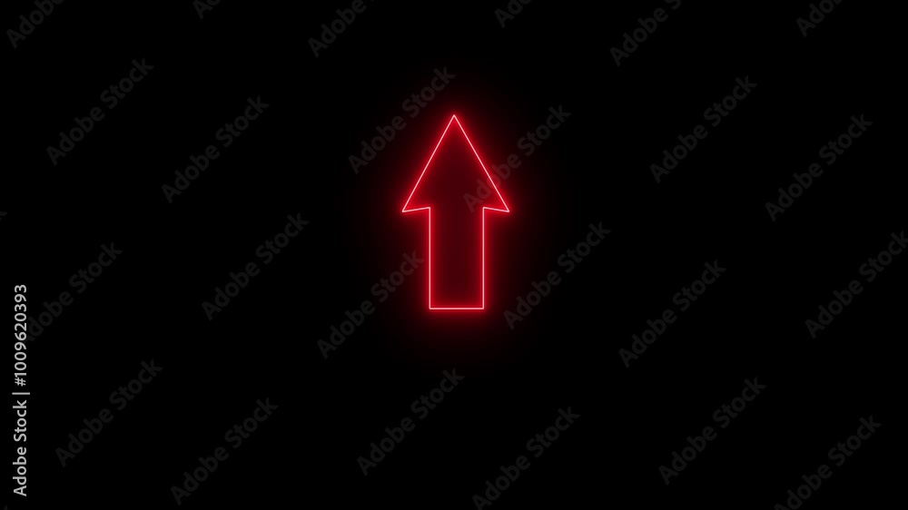 Glowing neon up Directional arrow icon animation. Neon arrow symbol icon. Directional sign arrow points to the up, Abstract directional neon arrow icon animation on black background. Glowing neon up Directional arrow icon animation. Neon arrow symbol icon. Directional sign arrow points to the up, Abstract directional neon arrow icon animation on black background.