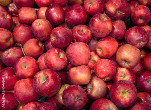 Fresh ripe red apples background