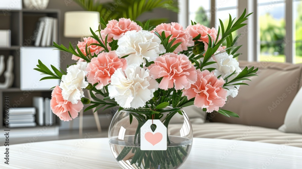 Cute, romantic flower arrangement in a glass vase Cute, romantic flower arrangement in a glass vase
