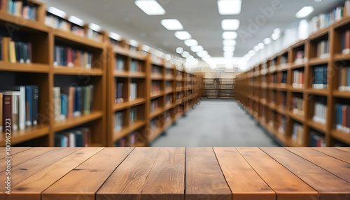 wood table bokeh library blur background 