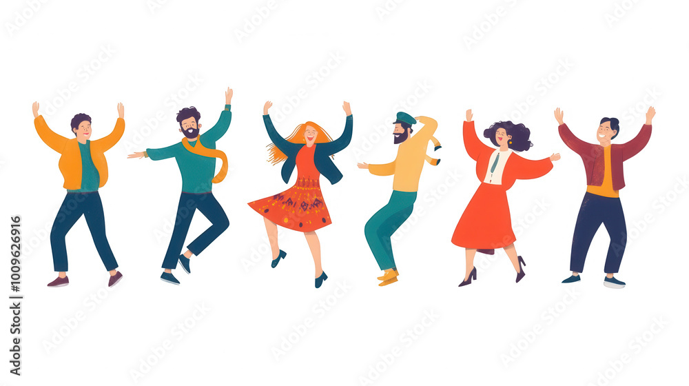 Flat Hanukkah Dancing People Icon Set for Joyous Celebrations, PNG File, Isolated on White Flat Hanukkah Dancing People Icon Set for Joyous Celebrations, PNG File, Isolated on White