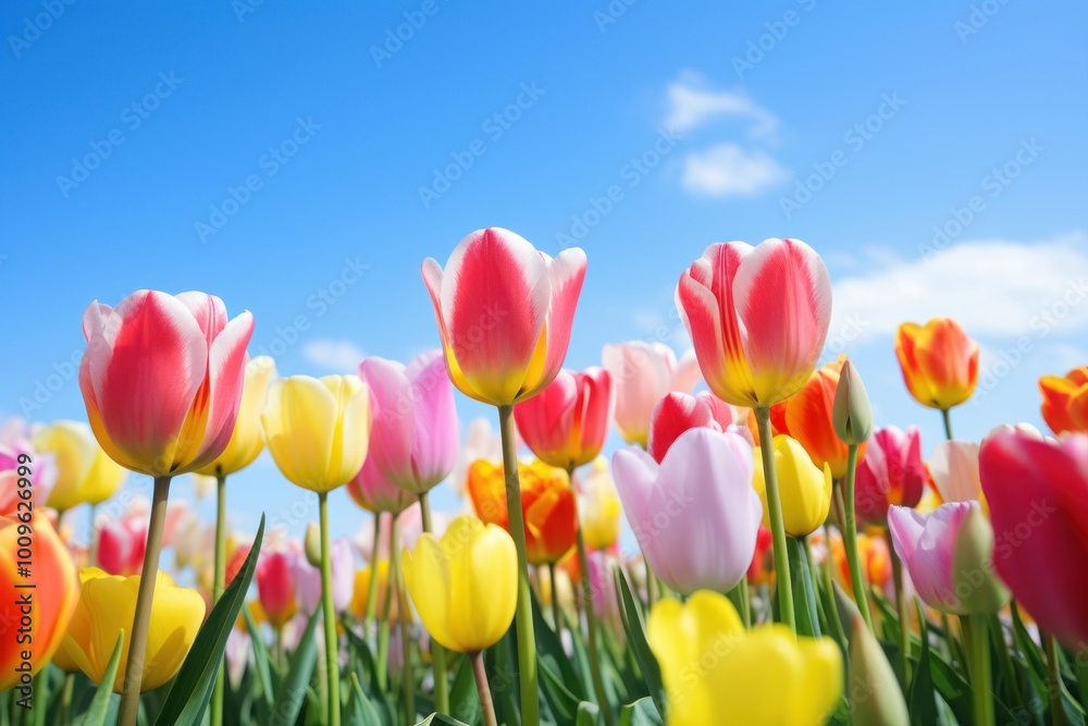 Field of tulip landscape outdoors blossom. Field of tulip landscape outdoors blossom.