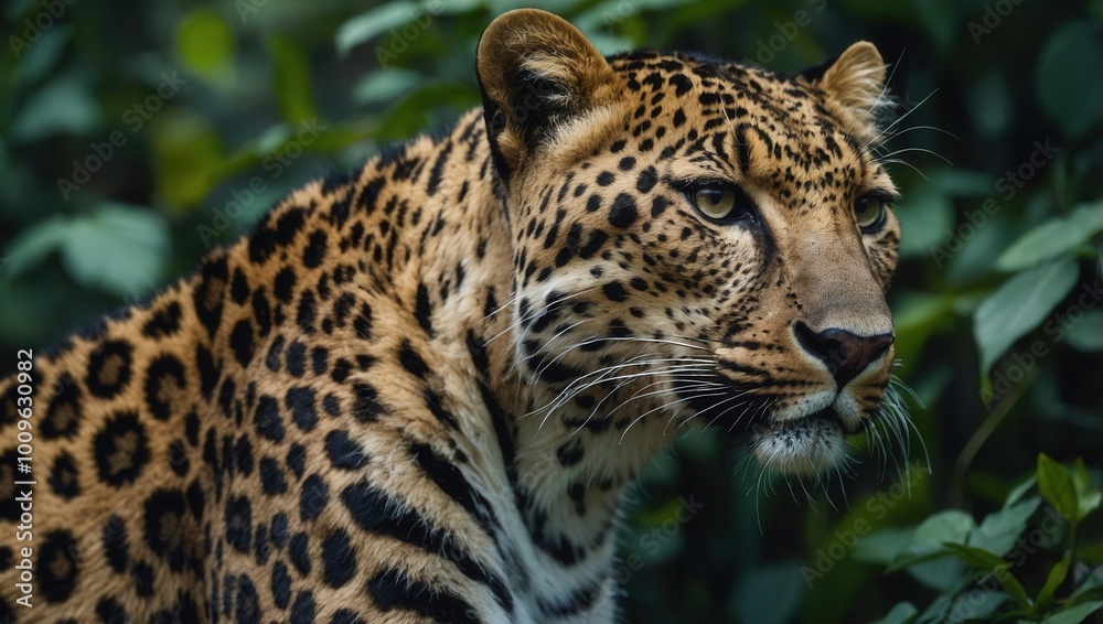 Focused Leopard with Rosette Markings in Natural Setting Focused Leopard with Rosette Markings in Natural Setting