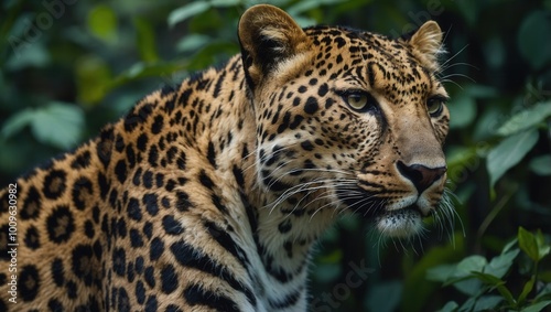 Focused Leopard with Rosette Markings in Natural Setting