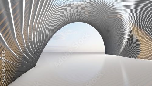 Fototapeta Naklejka Na Ścianę i Meble -  Abstract architecture background interior with curved design 3d render