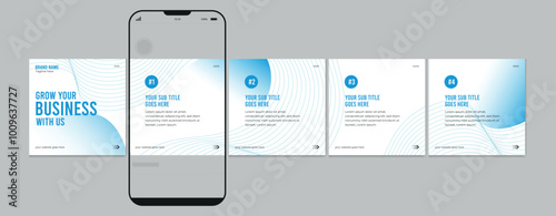 Business carousel post template for advertising, Set of carousel post for Instagram and LinkedIn, Editable social media carousel layout, template eps 10.