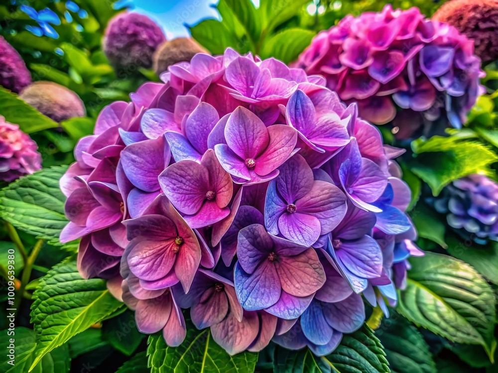 Beautiful hand-drawn hydrangea illustration showcasing delicate petals and intricate details in nature Beautiful hand-drawn hydrangea illustration showcasing delicate petals and intricate details in nature