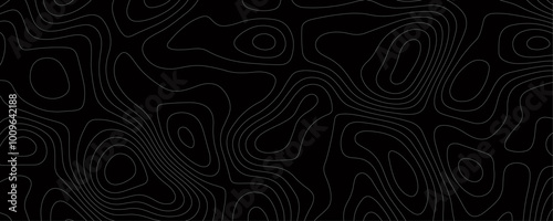 Wavy Contour Line Map A Black and White Topographic Illustration with Altitude Patterns and Geometric Grid Design for Hiking and Sport Stories 