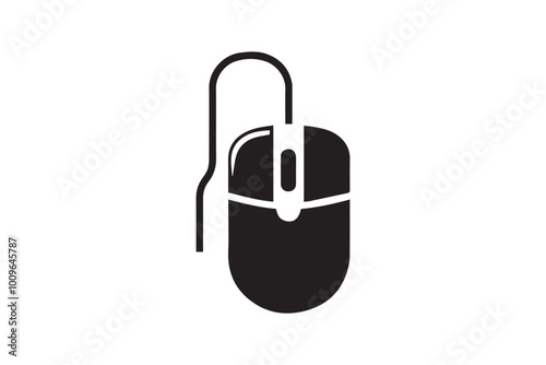 computer mouse icon vector silhouette isolated in white background