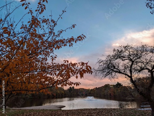 sunset over the river
