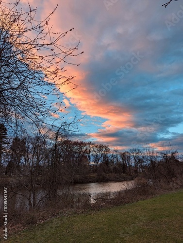 sunset over the river