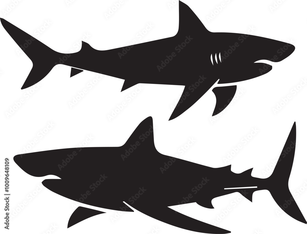 Fototapeta premium Shark silhouette vector EPS SET