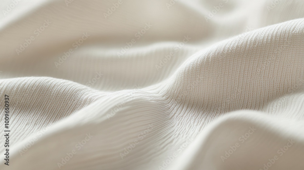Close-up of textured beige fabric with gentle ripples Close-up of textured beige fabric with gentle ripples