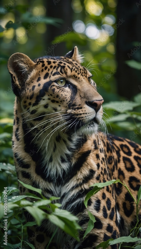 Obraz premium Tiger with patterned fur sitting in jungle habitat