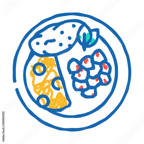 iskender kebab turkish cuisine doodle icon sketch vector. iskender kebab turkish cuisine sign. isolated symbol illustration