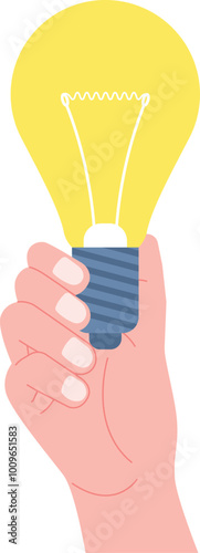 Hand hold lightbulb. Idea concept. Power energy