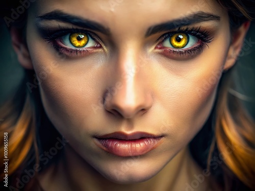 Captivating Close-Up of Hazel Yellow Eyes with Intricate Details and Striking Color Contrast