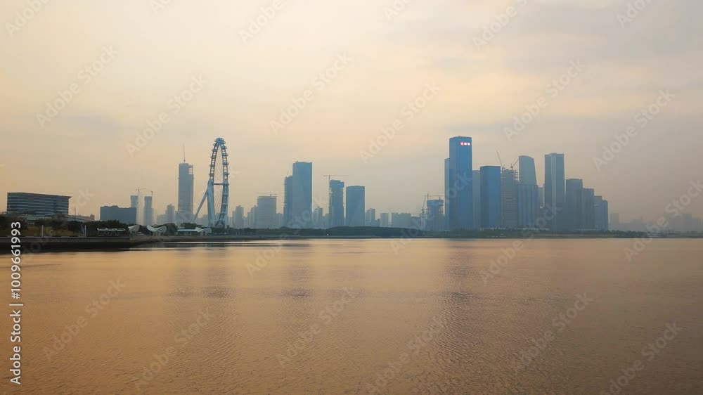Shocking Shenzhen Landmark Happy Harbor Bay Haze Sunrise 4K Time-lapse Shocking Shenzhen Landmark Happy Harbor Bay Haze Sunrise 4K Time-lapse