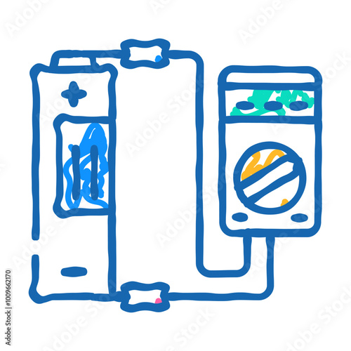 testing battery doodle icon sketch vector. testing battery sign. isolated symbol illustration