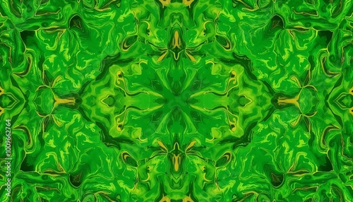 Vibrant green abstract pattern with swirls and copy space photo