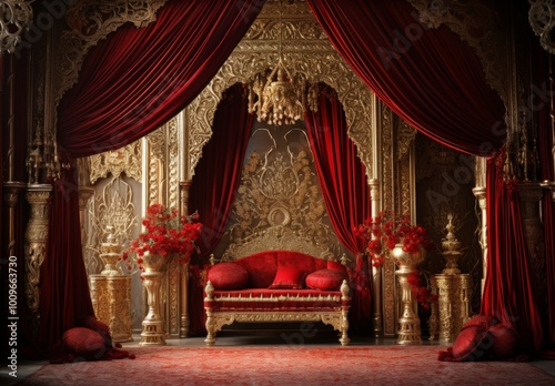 Luxury Palace Style Design House Apartment Interior Living Room Premium Sofa Created with Generative AI Technology