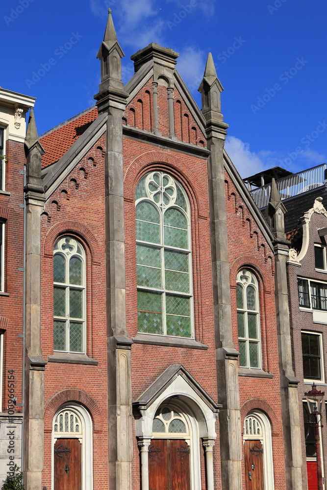 Amsterdam Bloemgrachtkerk Church Facade, Netherlands Amsterdam Bloemgrachtkerk Church Facade, Netherlands