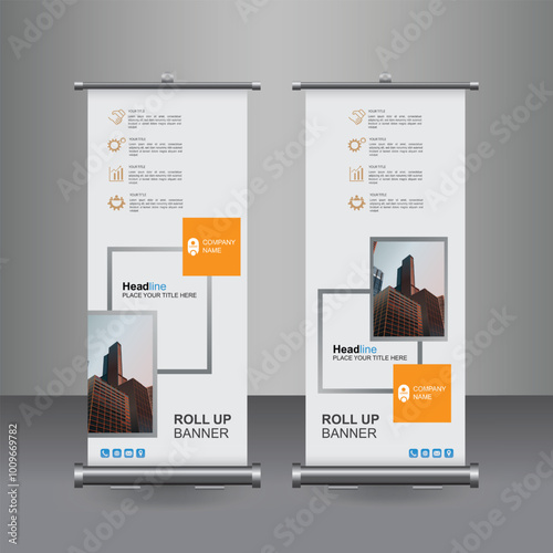 Vertical Business Roll Up  Banner Design, Signboard Advertising Brochure Flyer Template Vector X-banner and Street Business Flag of Convenience, Layout Background
