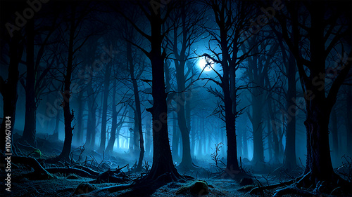 Fototapeta Naklejka Na Ścianę i Meble -  dark forest in the night