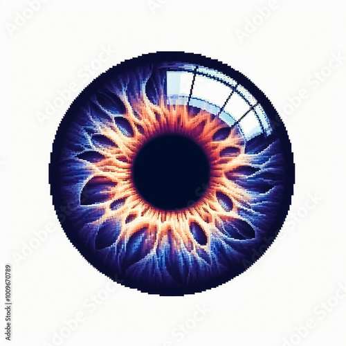 Pixel art style illustration of an eyeball