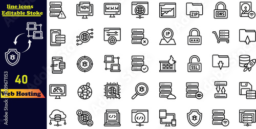 Website icon set. Containing web design, internet, content, SEO, hosting icon .