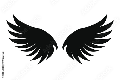 Angel Wings Silhouettes | vector silhouette illustration on white background