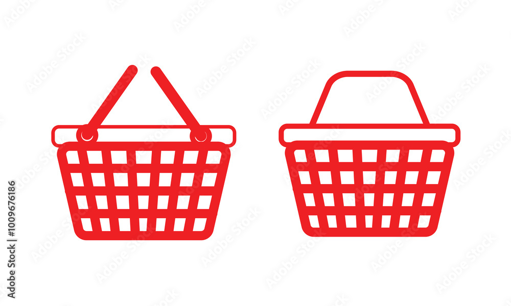 Shopping Basket Vector Icon isolated on white background. e-shop concept, shopping basket icon sign, pictogram supermarket basket ,store container. Hypermarket product carry object, grocery basket Shopping Basket Vector Icon isolated on white background. e-shop concept, shopping basket icon sign, pictogram supermarket basket ,store container. Hypermarket product carry object, grocery basket