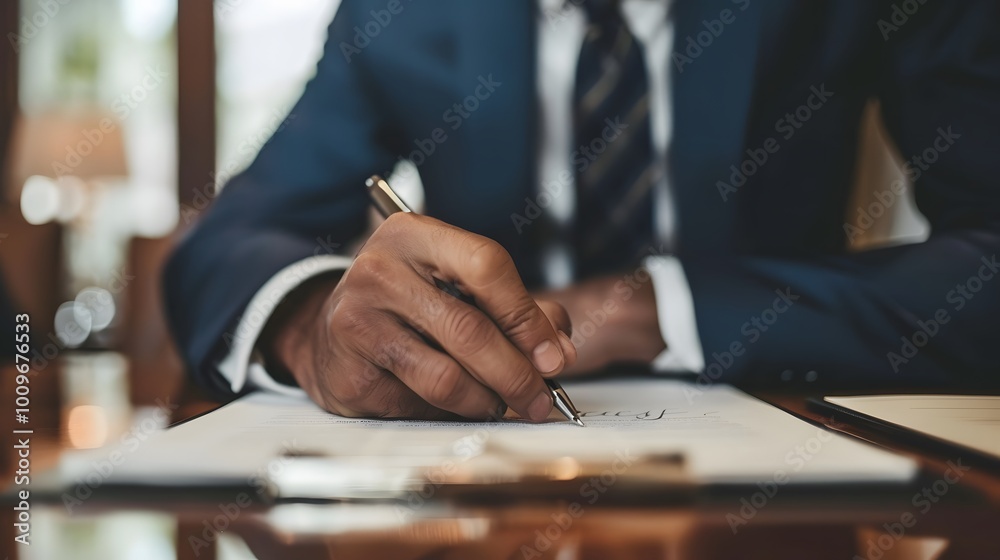 Close-up of businessman signing a contract Close-up of businessman signing a contract