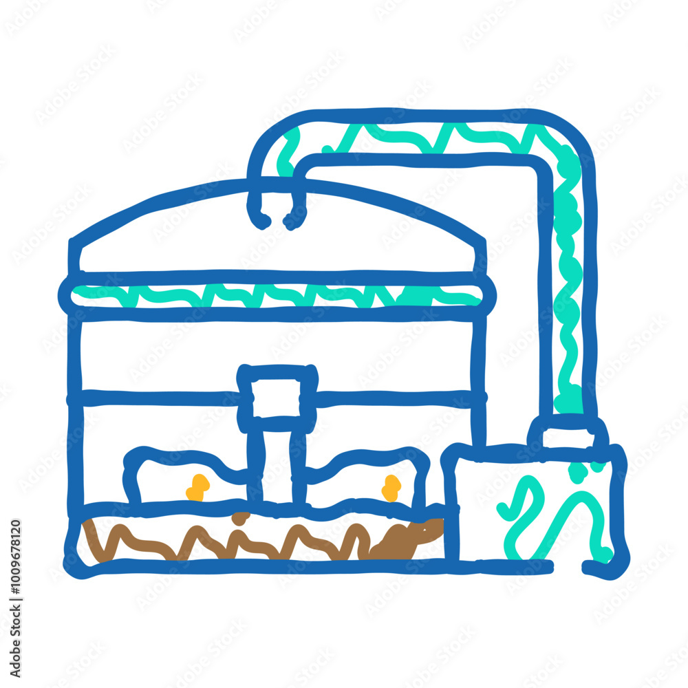 biogas plant biomass energy doodle icon sketch vector. biogas plant biomass energy sign. isolated symbol illustration