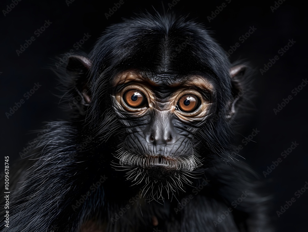 Close-Up Spider Monkey Portrait in Professional Studio Close-Up Spider Monkey Portrait in Professional Studio