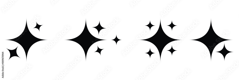 Twinkling stars. Twinkle stars collection. Shine star icons. Twinkle star shapes vector design on white background. Twinkling stars. Twinkle stars collection. Shine star icons. Twinkle star shapes vector design on white background.