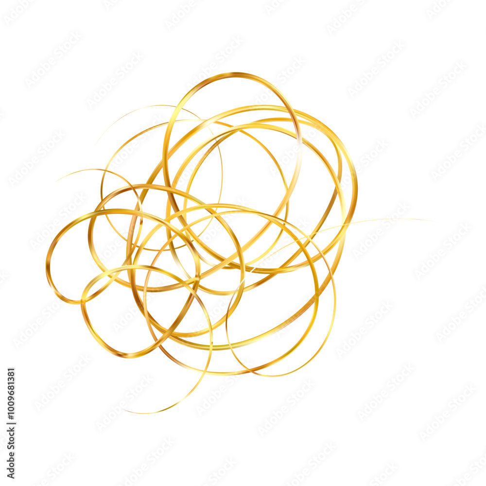 Golden doodle abstract line. Hand drawn curly swishes Golden doodle abstract line. Hand drawn curly swishes