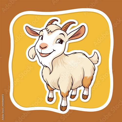 A happy cartoon goat with horns vector