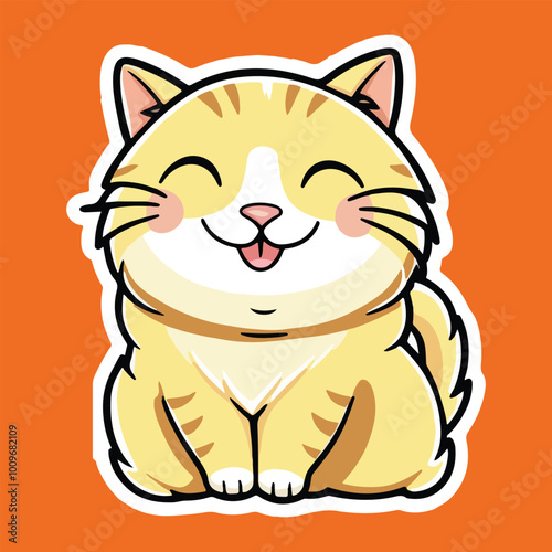 A cartoon happy of a cat vector design