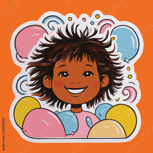 A happy cartoon of a girl vector design