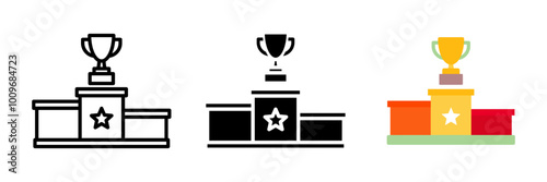 Podium icon set. Winner and achievement sign. for mobile concept and web design. vector illustration on white background