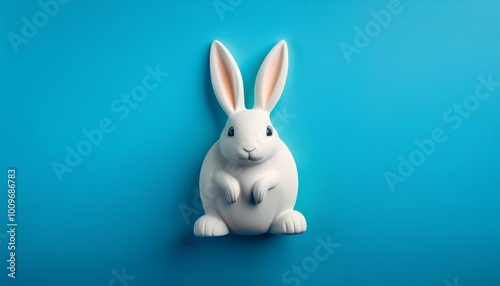 white rabbit on blue