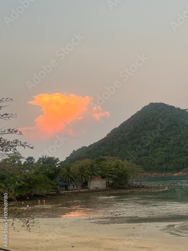 sunset over the sea on an Island of Cambodia during my travels photo