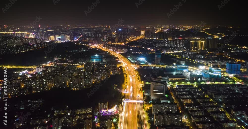 City Nightscape City Panorama Night Traffic 8K Time-Lapse