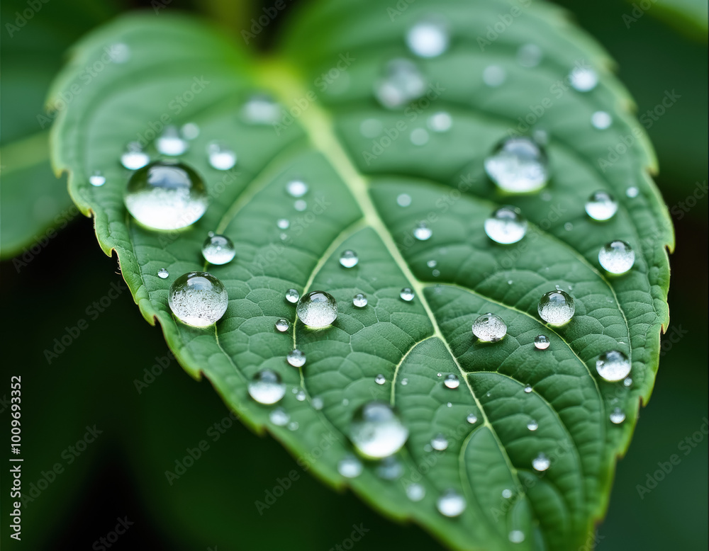 Green Leaf with Water Droplets Green Leaf with Water Droplets